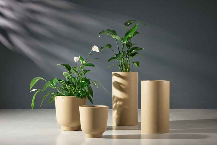 Wysokie donice ozdobne Alto do ogrodu beżowe